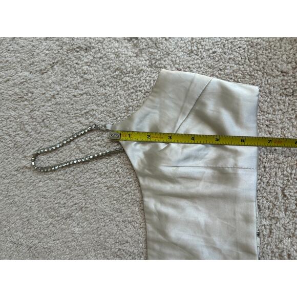 Boohoo champagne bra top with rhinestone straps, size 2 - Picture 10 of 11